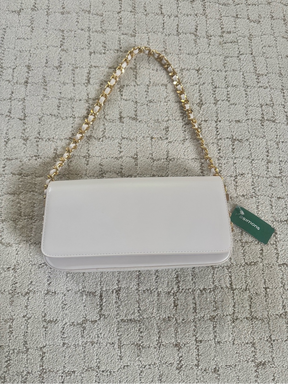 NWT Women's White Chain-Handle Shoulder Bag